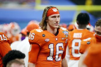 Clemson quarterback Trevor Lawrence (16) looks on in the second half against Ohio State during the College Football Playoff semifinal game at the Allstate Sugar Bowl at Mercedes-Benz Superdome on Jan. 1 in New Orleans. (CHRIS GRAYTHEN/Getty Images/TNS)