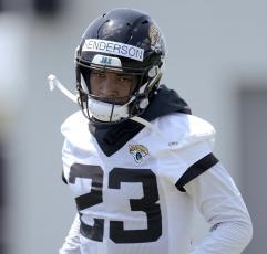 Jaguars cornerback CJ Henderson during OTAs at the practice fields outside TIAA Bank Field on May 27 in Jacksonville. (TRIBUNE NEWS SERVICE)