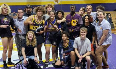Columbia's wrestling team took first place at the Tri-County Duals at Union County. (COURTESY)