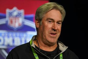 Jacksonville Jaguars head coach Doug Pederson speaks during a press conference at the NFL scouting combine n March 1 in Indianapolis. (MICHAEL CONROY/Associated Press)