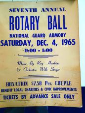 The Rotary Club of Lake City, which is celebrating its 100th year, is drawing on its past with a Rotary Ball celebration Saturday at The Blanche Hotel. The balls began in the 1950s, as depicted in the flyer from the 1965 event. (COURTESY)