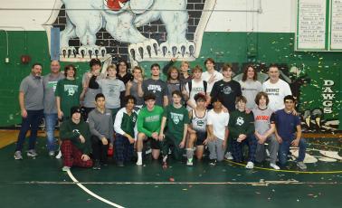 Suwannee’s wrestling team won its first sub-regional duals title on Thursday. (PAUL BUCHANAN/Special to the Reporter)