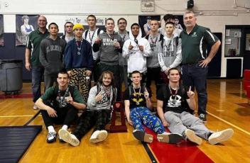 Suwannee’s wrestling team won the District 2-1A IBT title on Thursday. (COURTESY)