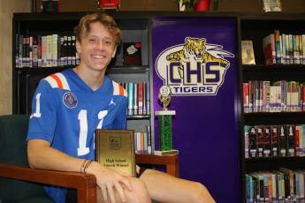 Andrew Hingson, a Columbia High senior, won the Florida Association of Student Councils’ speeach contest last month. (TONY BRITT/Lake City Reporter)