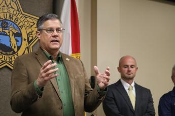 Sheriff Mark Hunter speaks about the investigation that led to the arrest of Robert Lee Jackson during a press conference Friday. (JAMIE WACHTER/Lake City Reporter)