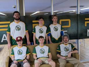 Florida Gateway College’s Esports team concluded the regular season undefeated and will compete at the national tournament this weekend. Front row: Hunter ‘Flash’ Neeley (from left), Colby Thompson and Dallas Hurst. Back row: Andrew Harper (from left), Jesse Campbell and Jared Campbell. Not pictured: James Hickmon. (COURTESY FGC)