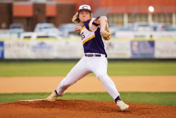 Columbia pitcher Trayce McKenzie-Starling pitches against Chiles on April 12. (BRENT KUYKENDALL/Lake City Reporter)