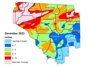 The Suwannee River Water Management District’s 15-county area received an abundance of rain in December. (COURTESY)