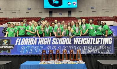 Suwannee’s girls weightlifting teams won the Class 1A state titles in traditional and Olympic on Saturday at the RP Funding Center in Lakeland. (COURTESY)