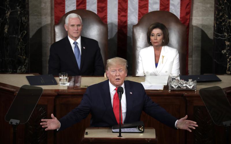 U.S. President Donald Trump delivers the State of the Union to a joint session of the U.S. Congress on Capitol Hill on Tuesday, in Washington, D.C. (YURI GRIPAS/Abaca Press/TNS)