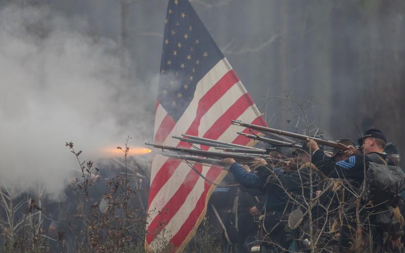 Confederate and Union re-enactors went to war Sunday at the original Olustee battlefield in Baker County. True to history and form, the South won the battle, the biggest fought in Florida during the war. (RAY CARPENTER PHOTOGRAPHY/Special to the Reporter)