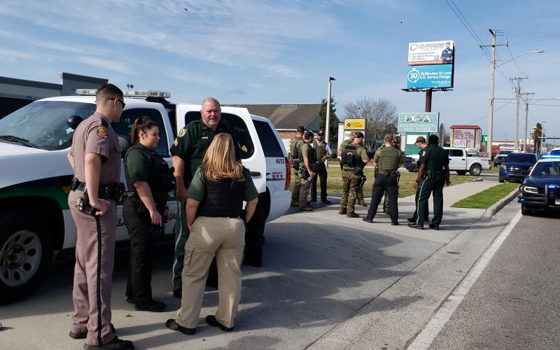 Columbia County deputies and state troopers hold their positions on U.S. Highway 90 on Tuesday. The search for Gooch took roughly two hours. (COURTESY CCSO)