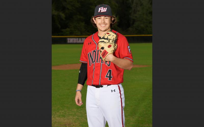 Fort White first baseman Hunter Hadorn was hitting .400 with six RBIs and six runs scored when his senior season was cut short due to covid-19. (COURTESY)