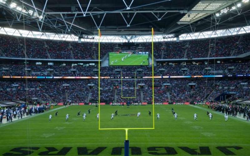 Jacksonville Jaguars and the Indianapolis Colts play in the NFL International Series at Wembley Stadium on Oct. 2, 2019, in London. (BOB MARTIN/NFL via TNS)