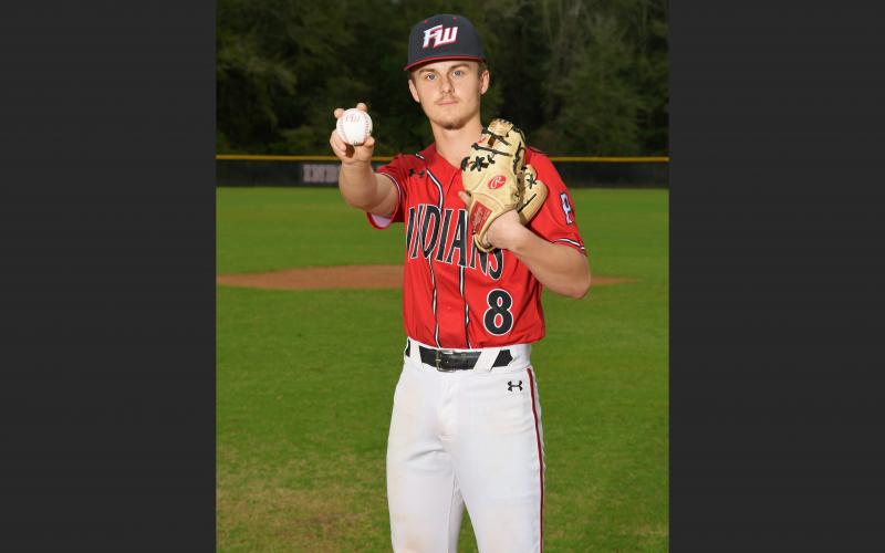 Fort White’s Mikah Gustavson had an ERA of 0.00, a 2-0 record and a save with 32 strikeouts in 15.1 innings when his senior season was cut short due to covid-19. The South Georgia State signee was also hitting a team-best .444 with five RBIs, two doubles and seven runs scored. (COURTESY)