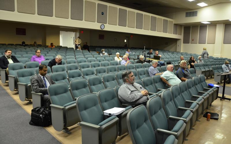 Residents and local officials attend Thursday’s County Commission meeting. The big item of the night was a proposed noise ordinance, which was tabled so the board could iron out more details. (CARL MCKINNEY/Lake City Reporter)