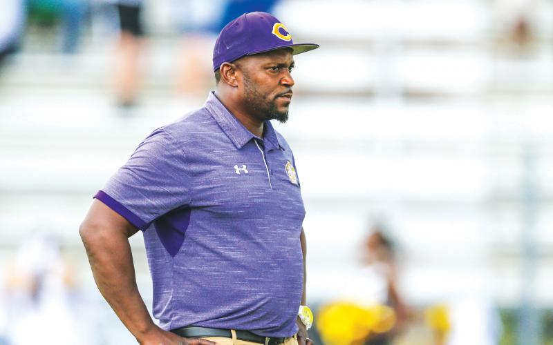 Columbia coach Brian Allen looks on prior to a game against Oakleaf last season. (FILE)