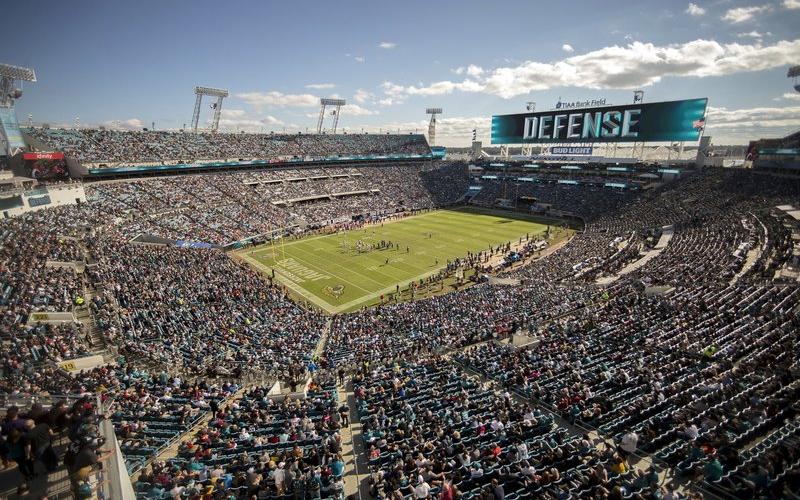 Fans watch during the first half of a game between the Jacksonville Jaguars and the Washington Redskins on Dec. 16, 2018, in Jacksonville. The Jaguars, along with Cincinnati, Miami, Tampa Bay and maybe a few others, might be best equipped to handle the NFL’s drastic change in hometown support. They’ve dealt with it for years. (AP FILE PHOTO)