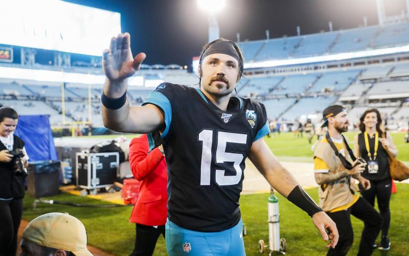 Jacksonville Jaguars quarterback Gardner Minshew looks on after defeating the Indianapolis Colts in a game at TIAA Bank Field on Dec. 29, 2019 in Jacksonville. Minshew was placed on the team’s reserve/covid-19 list Sunday. (JAMES GILBERT/Getty Images/TNS)