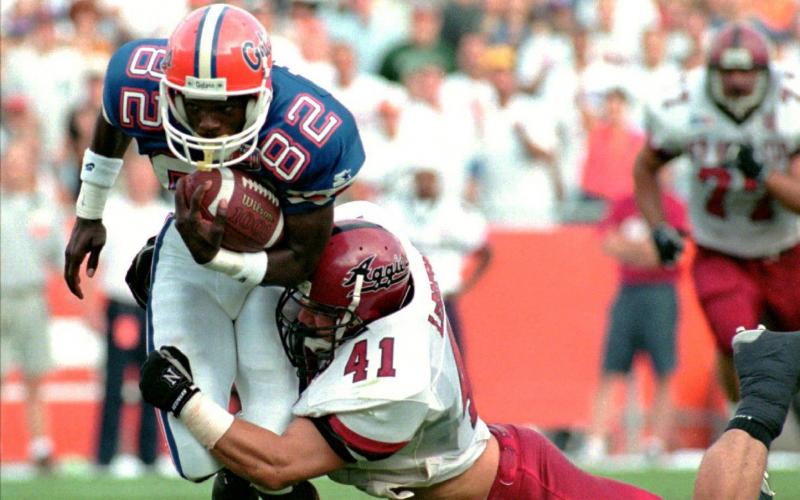 Florida receiver Aubrey Hill, shown here during a game in 1994, caught 18 touchdown passes during his Gators career in the '90s. (ST. PETERSBURG TIMES/TNS)