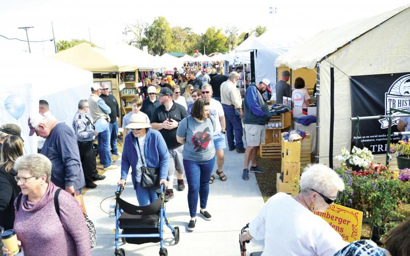 A large crowd of festival-goers milled around Wilson Park at this past year’s Olustee Battle Festival. Lake City’s largest and oldest festival, though, was canceled for February due to health concerns from covid-19. (FILE)