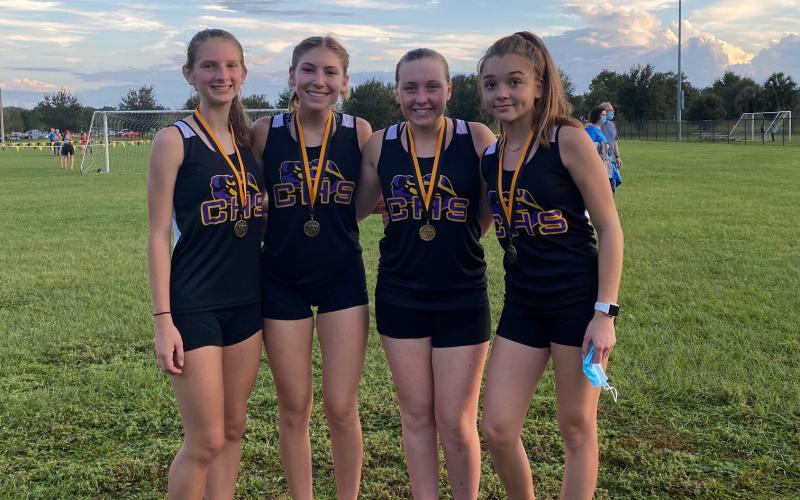 Audrey Fender placed third, Mackenzie 10th, Suzannah Raines 16th and Morgan Golden 17th. (SHELBY CONKLIN/Special to the Reporter)