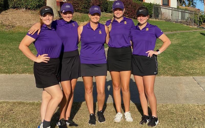 Columbia’s girls golf team is pictured at the Region 1-2A Tournament on Tuesday at Dubsdread Golf Course. (COURTESY)