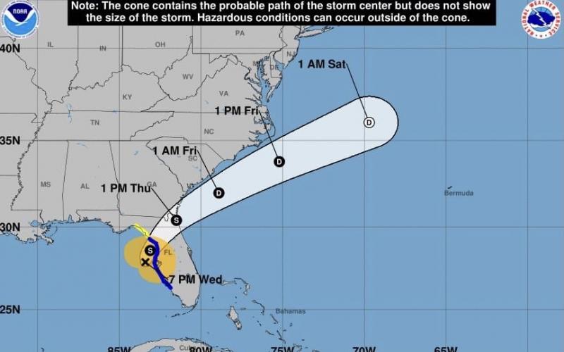 The current track for Tropical Storm Eta. (NATIONAL HURRICANE CENTER)
