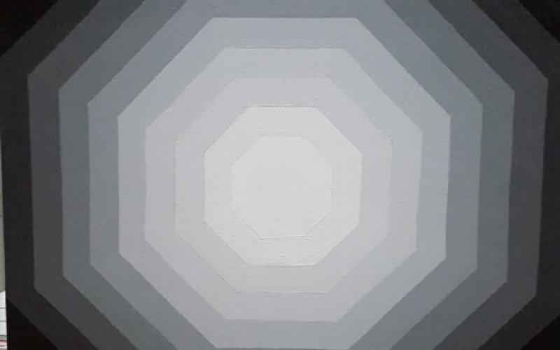 One of Peter Herrick’s geometric abstract paintings. (COURTESY)