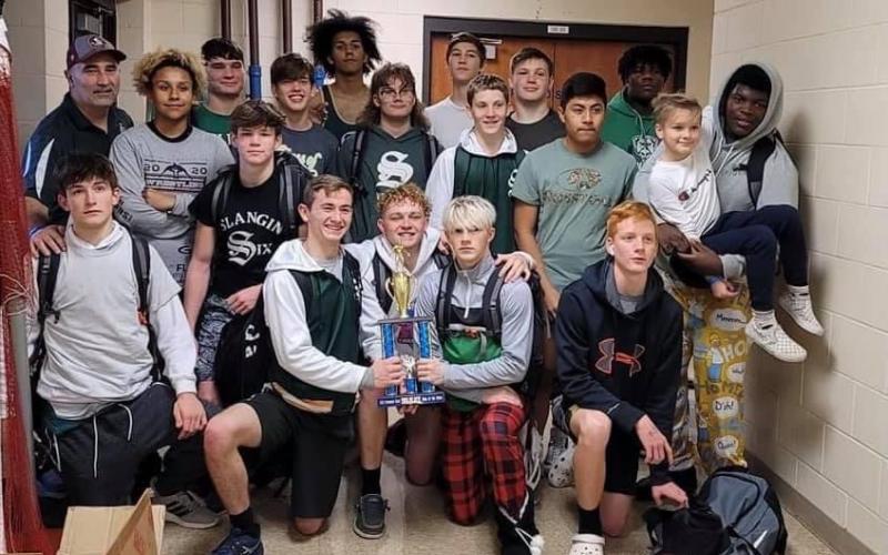 Suwannee’s wrestling team took third place in the Dual at the Dunes at Fernandina Beach High School on Saturday. (COURTESY)