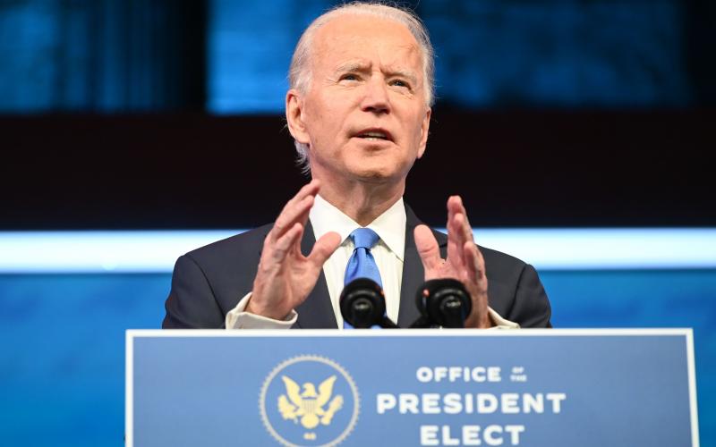 President-elect Joe Biden unveiled his plan to combat covid-19 and boost the nation’s economy Thursday at The Queen Theater in Wilmington, Del. (ROBERTO SCHMIDT/AFP/Getty Images/TNS)