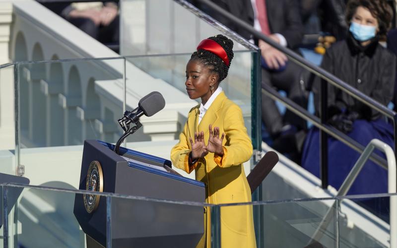 U.S. Poet Laureate Amanda Gorman reads a poem during the 59th presidential inauguration Wednesday in Washington, D.C. (KENT NISHIMURA/Los Angeles Times/TNS)