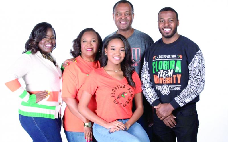 The Johnson family are royalty at Florida A&M University with three Miss FAMU’s and a Mr. FAMU. Pictured are Michelle Marva (from left), Vivian, Erika, Frederick and Frederick II. Vivian Bradley Johnson and Frederick Johnson are Lake City natives. (COURTESY)