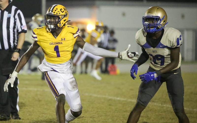 Columbia’s Shyheim Brown drops into coverage against Daytona Beach Mainland during the Region 1-6A semifinals last season. (BRENT KUYKENDALL/Lake City Reporter)