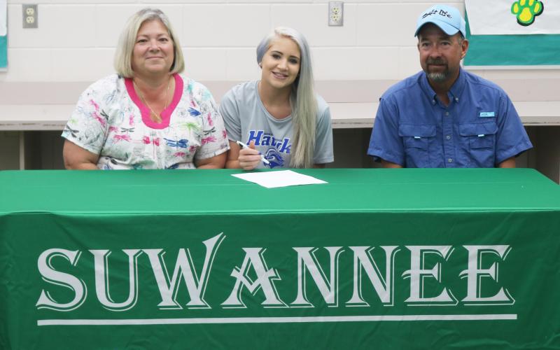 Suwannee soccer player Cayleigh McCall signed her letter of intent with South Georgia State on Thursday. (JAMIE WACHTER/Lake City Reporter)
