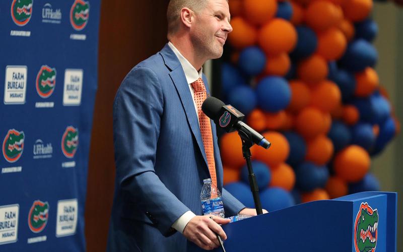 Billy Napier speaks during a press conference at Ben Hill Griffin Stadium on the campus of the University of Florida in Dec. 5 in Gainesville. (STEPHEN M. DOWELL/Orlando Sentinel/TNS)