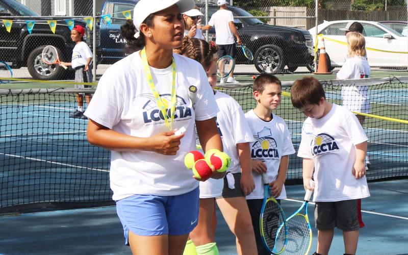 Liza Viplav is pictured at a tennis camp in 2019. (FILE)