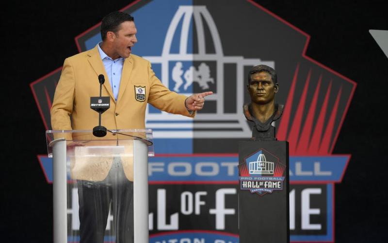 Former NFL player Tony Boselli speaks during his induction into the Pro Football Hall of Fame on Saturday in Canton, Ohio. (DAVID RICHARD/Associated Press)