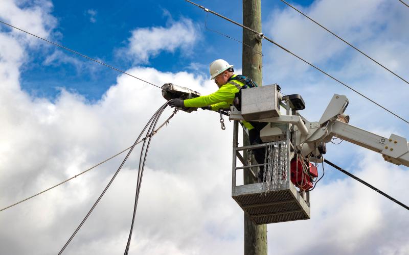 Crews with Suwannee Valley Electric Cooperative’s Rapid Fiber Internet have begun stringing fiber lines along the co-op’s network. (COURTESY)