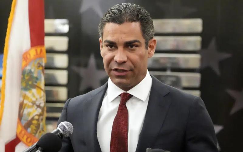 Miami Mayor Francis Suarez speaks during a news conference Monday in Miami. Suarez filed paperwork Wednesday with the Federal Election Commission to make his presidential bid official. (AP FILE)