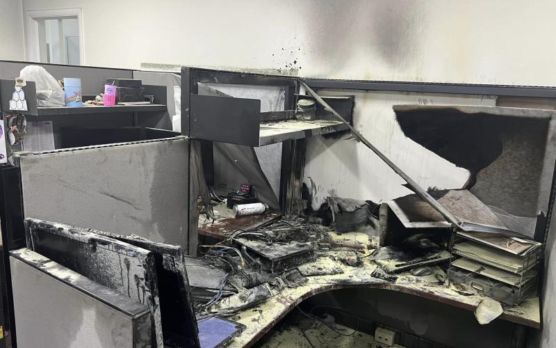 An office fire at I-75 Toyota on Monday evening was mostly extinguished by employees before firefighters arrived. The fire was believed to have been sparked by an overheated surge protector. (COURTESY LAKE CITY FIRE DEPARTMENT)