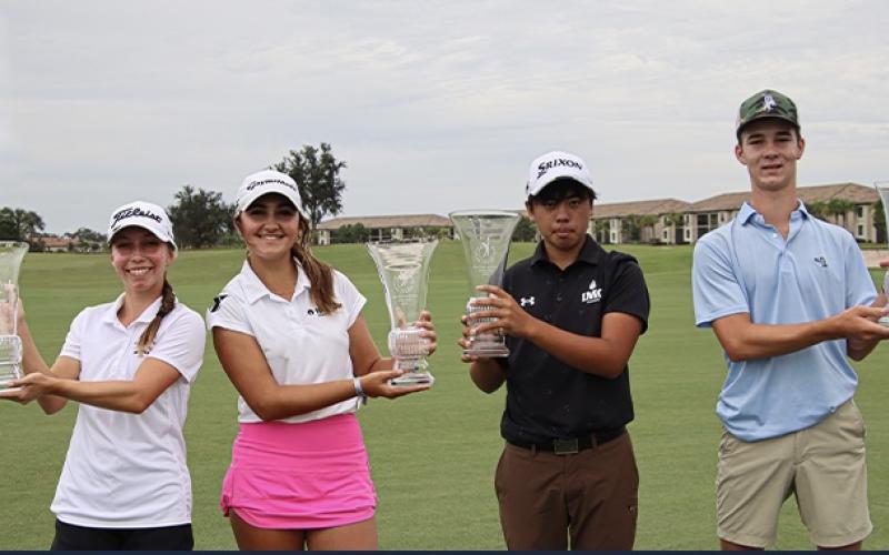 Suwannee sophomore Ryan Donaldson (second from left) won the Florida Junior Tour Championship on Sunday at Lakewood National Golf Club in the girls 13-15 age division. (COURTESY)