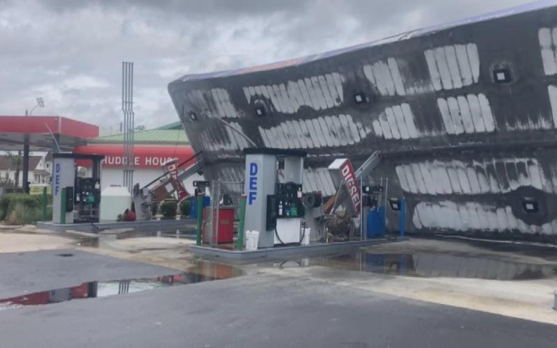 Hurricane Idalia caused damage to numerous businesses in Taylor County, including a gas station. (NEWS SERVICE OF FLORIDA)