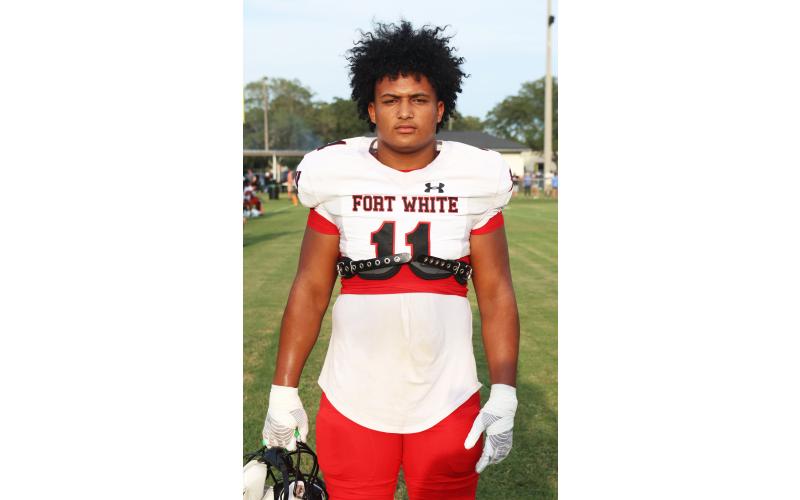 Fort White linebacker Lecosta Byrd is the LCR’s Defensive Player of the Year. (PAUL BUCHANAN/Special to the Reporter)