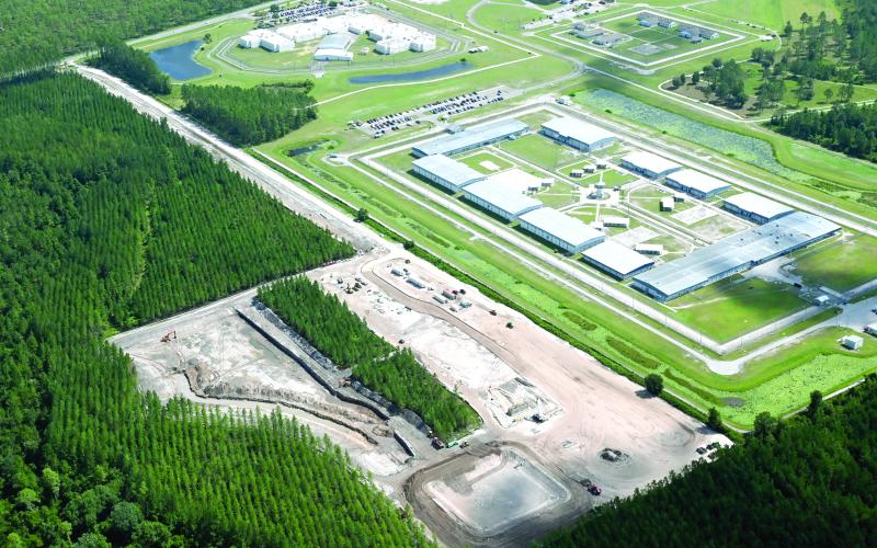 The wastewater treatment plant at the North Florida Mega Industrial Park, currently under construction and seen in a photo from last fall, was funded in part by the Florida Job Growth Grant. (COURTESY COLUMBIA COUNTY)
