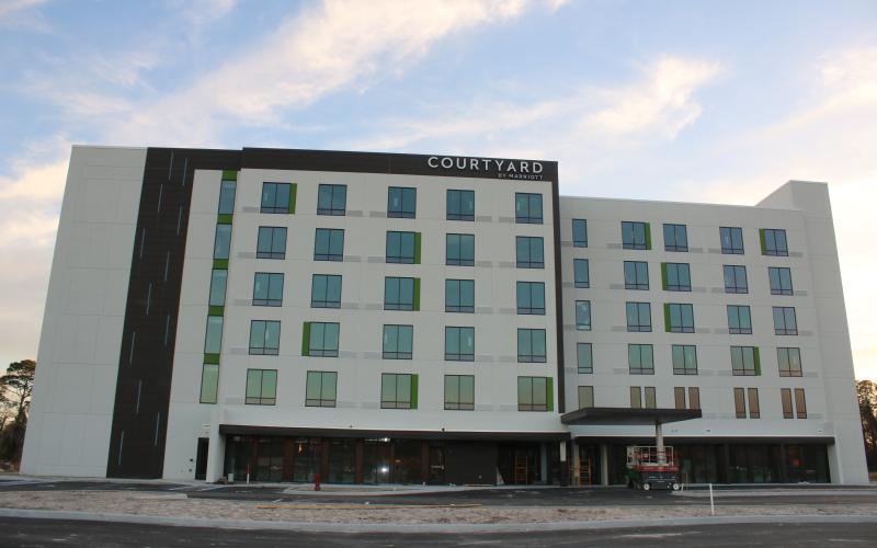 The Courtyard by Marriott hotel, under construction on U.S. Highway 90, is expected to open in May. Construction on the 136-room hotel began in 2022. (TONY BRITT/Lake City Reporter)