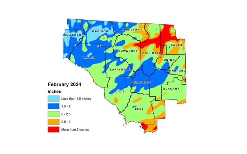 North Florida received below average rainfall in February, according to the Suwannee River Water Management District. (COURTESY)