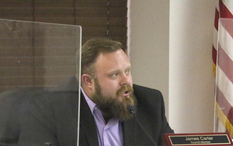 Lake City Councilman James Carter speaks during Monday’s council meeting. (MORGAN MCMULLEN/Lake City Reporter)