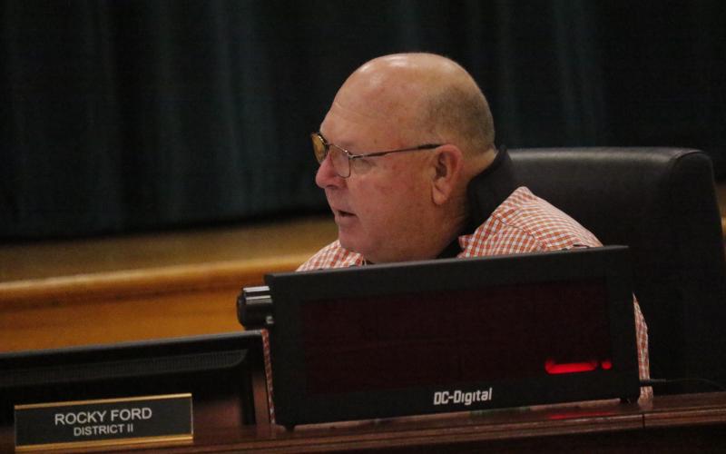 Columbia County Commissioner Rocky Ford said the county’s goal should be to gives its employees raises in next year’s budget at the same rate state workers are getting pay increases. (JAMIE WACHTER/Lake City Reporter)
